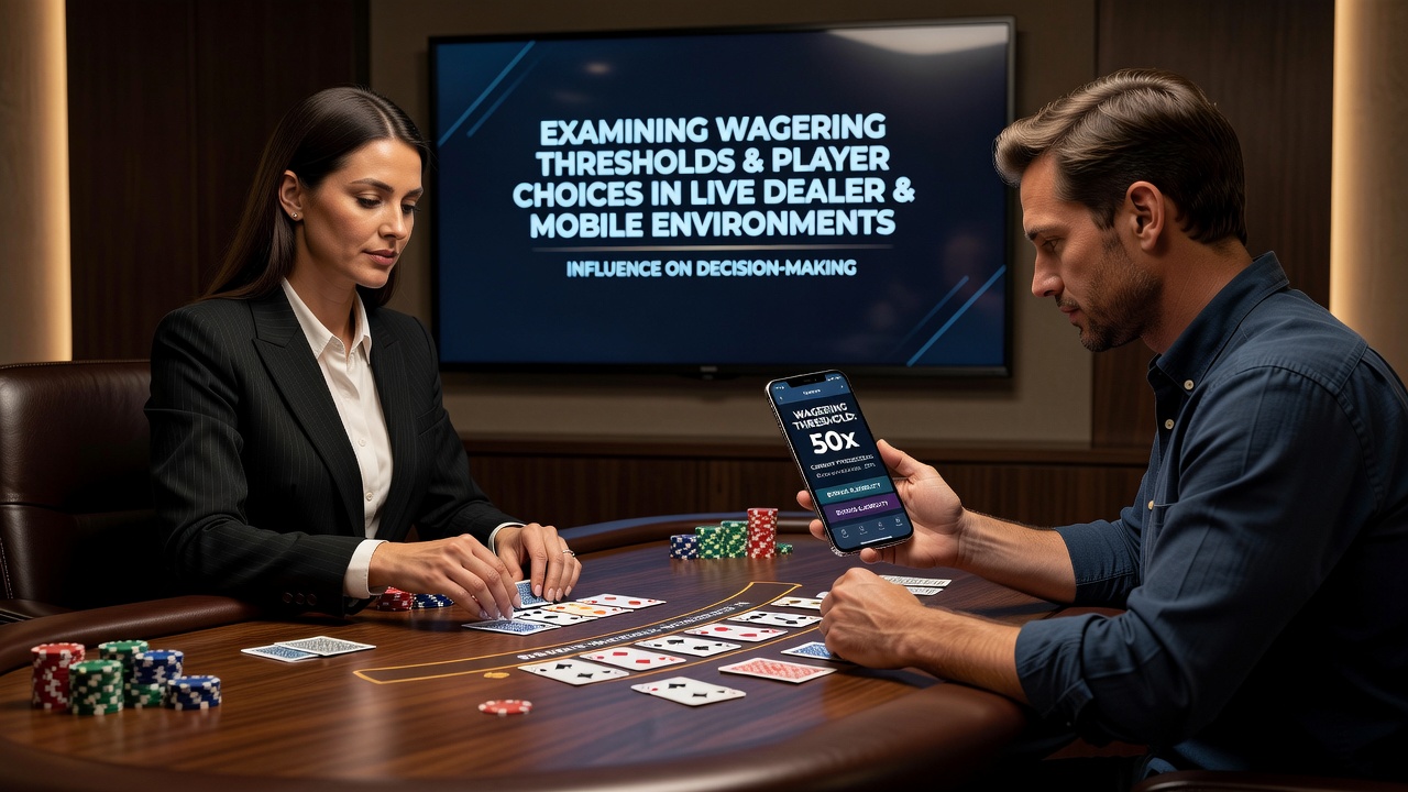 Mobile screen displaying casino promotion with wagering threshold details and live dealer options